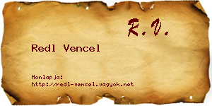 Redl Vencel névjegykártya